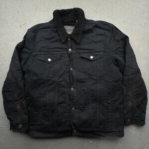 Levis Signature Gold Black Denim Sherpa Lined Jacket Mens Button Pockets